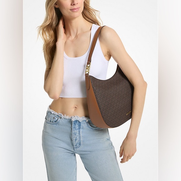 Michael Kors Kensington Large Signature Logo Hobo Shoulder Bag - Picture 3 of 7